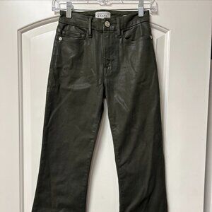 Frame Womens Le Crop Mini Boot Jeans Surplus Coated Glitter Mid Rise Waist Sz 25